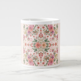 Caneca De Café Grande Dia dos Namorados, Lindo Padrão de Flores Rosa