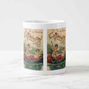 Caneca De Café Grande Dia dos Namorados Vintage, Querubins Vitorianos em