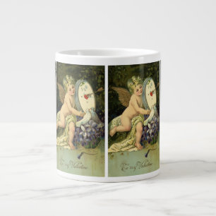 Caneca De Café Grande Dia dos Namorados Vitoriano, pássaros de amor Anjo