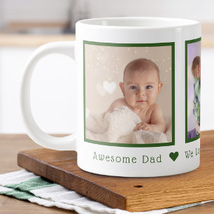 Caneca De Café Grande Dia dos Pais Multi Foto Personalizado