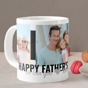 Caneca De Café Grande Dia dos Pais Nós Amamos Você 3 Foto Negrito Preto