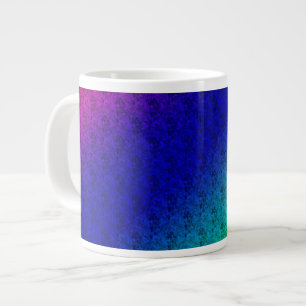 Caneca De Café Grande Diag Gradient Floral Padrão Azul Verde