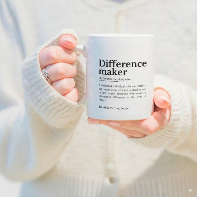 Caneca De Café Grande Diferença de Criador - Cotação Inspiracional (Celebrate the impact of small actions with this motivational design. Perfect for anyone who inspires)