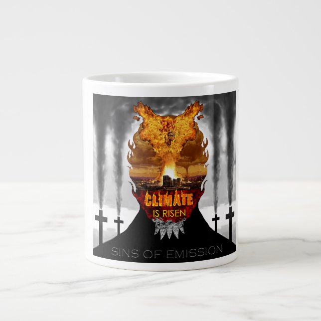 Caneca De Café Grande Digital painting about climate change. (Frente)