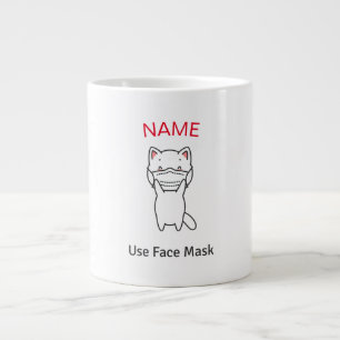 CANECA DE CAFÉ GRANDE DIGITE NOME USE GATO DE MÁSCARA ROSTO COM MÁSCAR