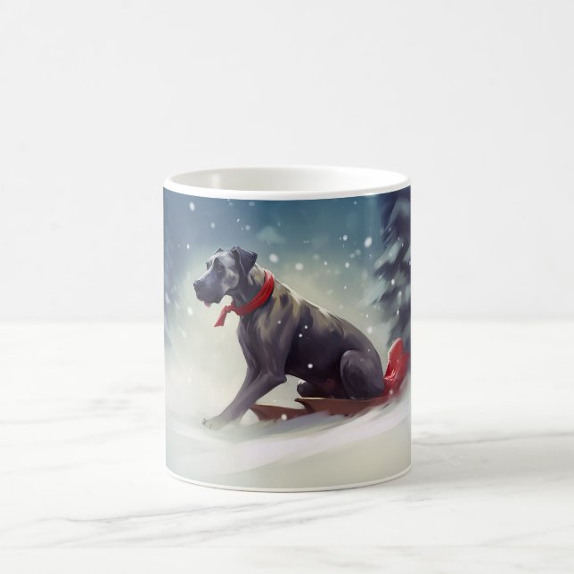 Caneca De Café Grande Dinamarquês Natal neve inverno (Centro)