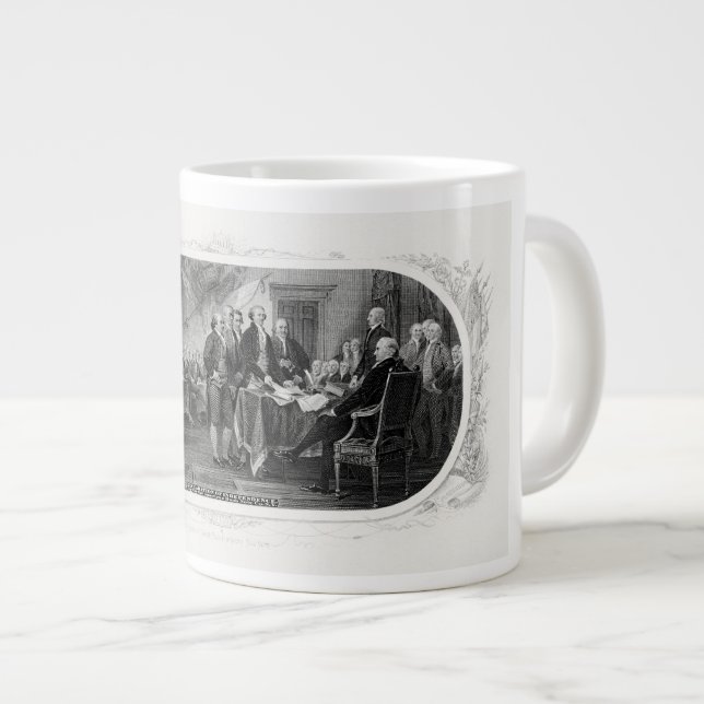 Caneca De Café Grande Dinheiro de Gravura da Declaração de Independência (Frente Esquerda)