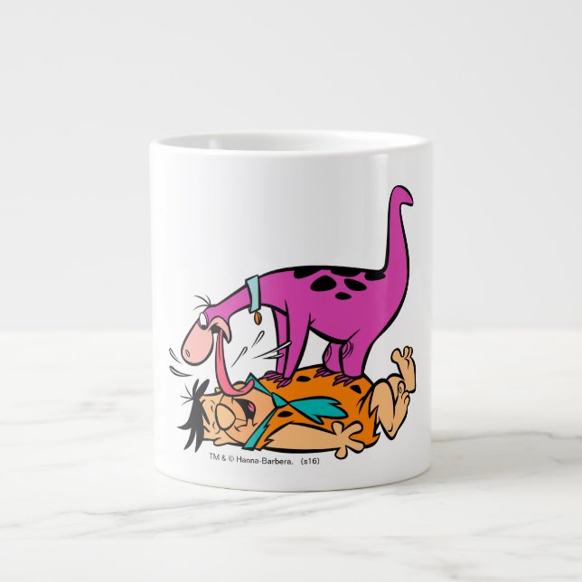 Caneca De Café Grande Dino Licking Fred Flintstone (Frente)