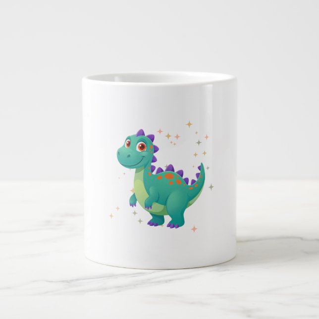 Caneca De Café Grande dinossauro fofo no espaço (Frente)