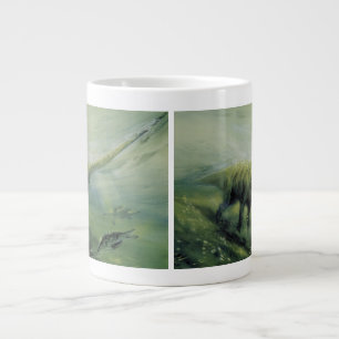 Caneca De Café Grande Dinossauros Antigos, Brachiosaurus Nadando no Ocea