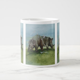 Caneca De Café Grande Dinossauros Antigos, Centrosaurus Pastando em Prad
