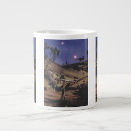 Caneca De Café Grande Dinossauros Vintage, Dilophosaurus em uma Noite Es