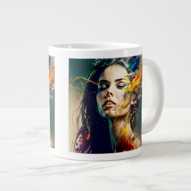 Caneca De Café Grande Dissolvendo Mulher Jumbo Mug (Frente Esquerda)