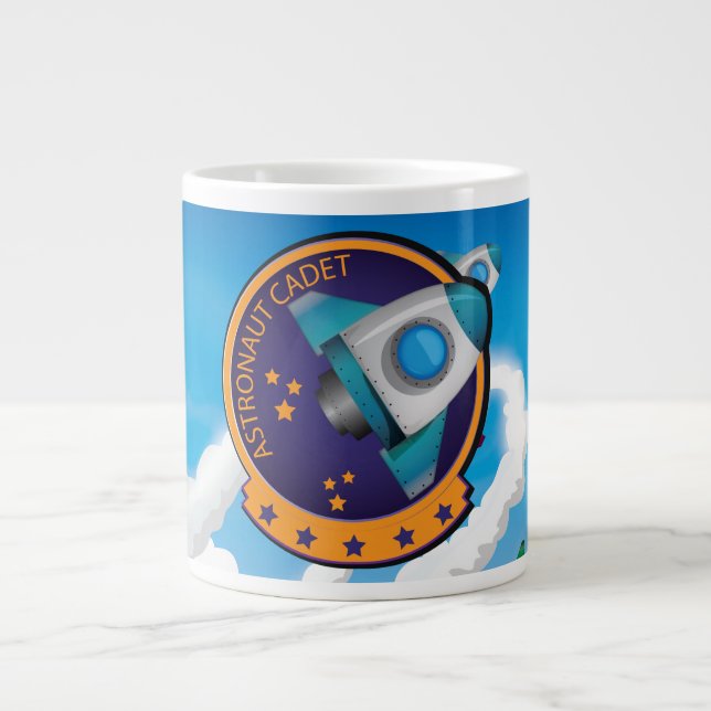 Caneca De Café Grande Distintivo de Cadete Astronauta (Frente)