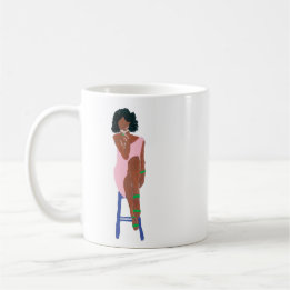Caneca De Café Grande Diva em Rosa e Verde