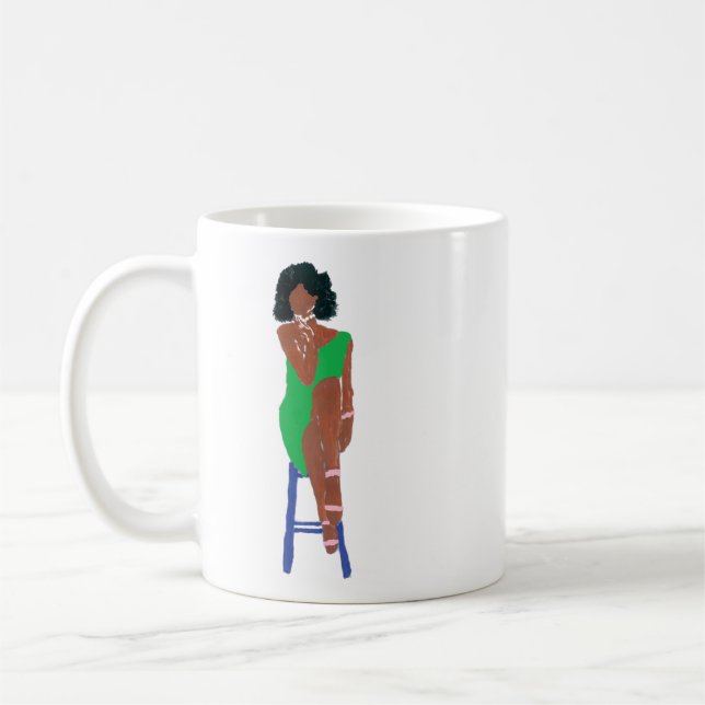 Caneca De Café Grande Diva em Verde e Rosa (Esquerda)
