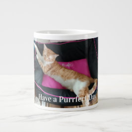 Caneca De Café Grande Diversão com Foto de Gato Ruivo do Dia dos Namorad