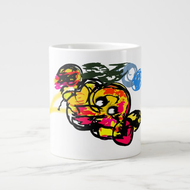 Caneca De Café Grande Diversão de polvo (Frente)
