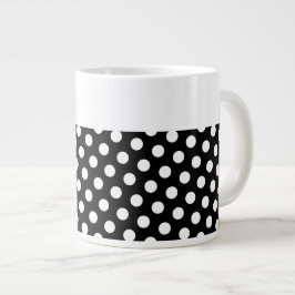 Caneca De Café Grande Diversão Festiva Moderna e Negra Bolinhas Brancas