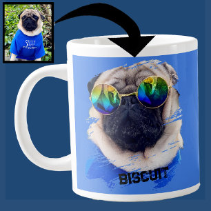 Caneca De Café Grande Diversão Única de Vidros de sol Pai de cão azul-fo