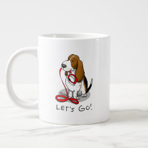 Caneca De Café Grande Divertido Vamos Lá! Passeio Basset Hound (tri-colo