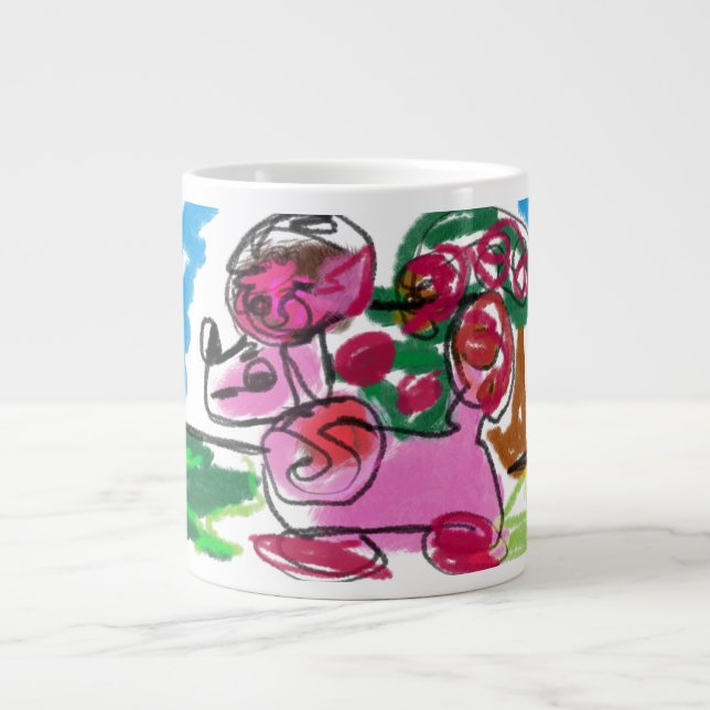 Caneca De Café Grande Divertimento de poodle (Frente)