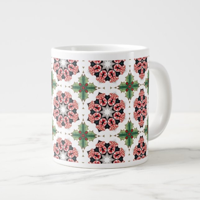 Caneca De Café Grande Doce Cana de Natal Festiva (Frente Esquerda)