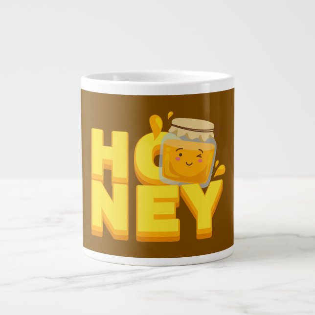 Caneca De Café Grande Doce design de texto de mel (Frente)