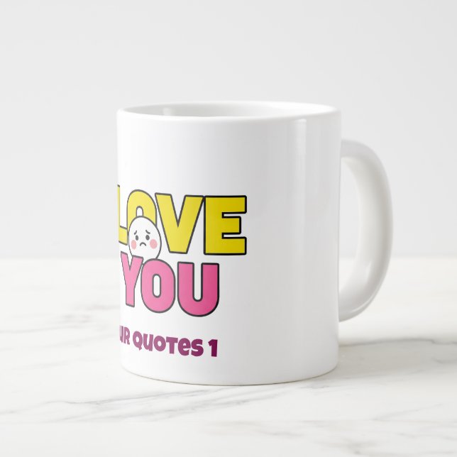 Caneca De Café Grande Doce Eu Te Amo Gráfico para Presentes e Roupas (Frente Esquerda)