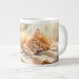 Caneca De Café Grande Doce gatinho tomando sol