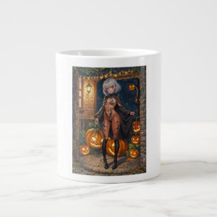 Caneca De Café Grande Doce ou Travessura, Corajosa Garota de Fantasia de