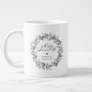 Caneca De Café Grande Doce Personalizado 16 Aniversário Gift Purple Lila