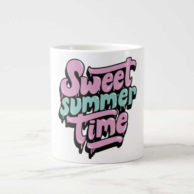 Caneca De Café Grande Doce Tempo de Verão Retrô (Frente)
