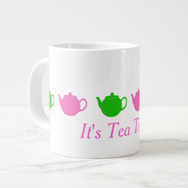Caneca De Café Grande Doces de pré-disquete rosa e verde (Frente Esquerda)