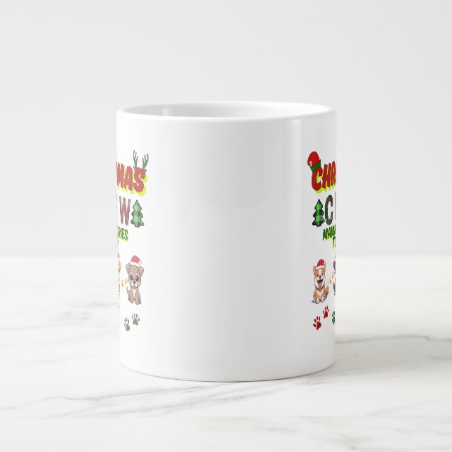 Caneca De Café Grande Dog Lover Christmas Family-Christmas crew dogs  (Frente)