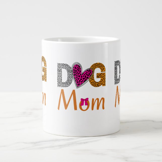 Caneca De Café Grande Dog Mom Leopard Print/Trending Dog  Lover Gift (Frente)