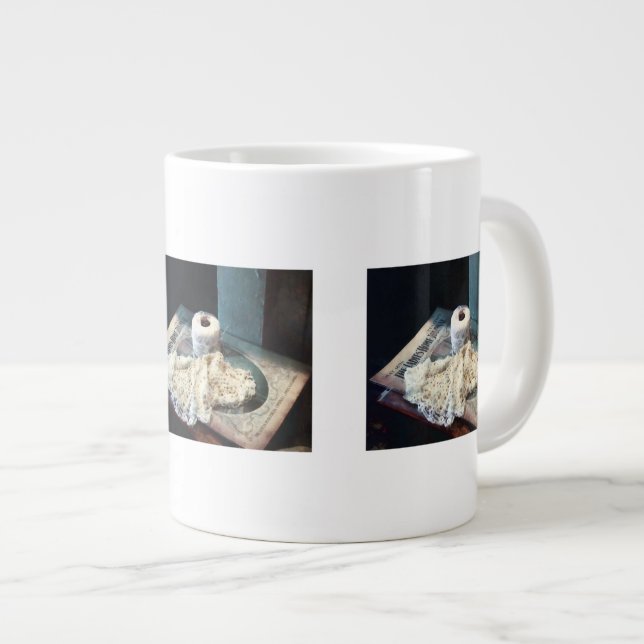 Caneca De Café Grande Doily e Crochet Thread (Frente Esquerda)