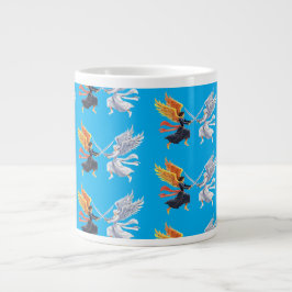 Caneca De Café Grande Dois anjos com espada grande com asas abertas