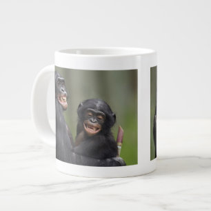 Caneca De Café Grande Dois bonobos sorridentes