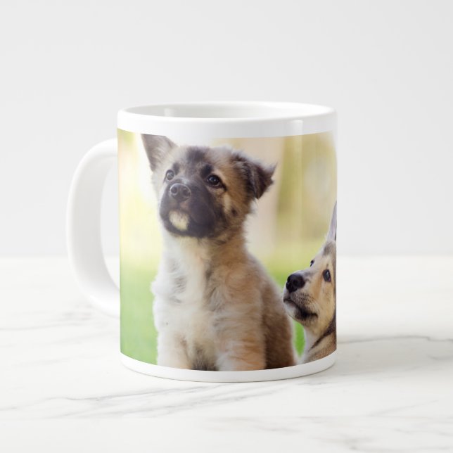Caneca De Café Grande Dois German shepherd (Frente Esquerda)