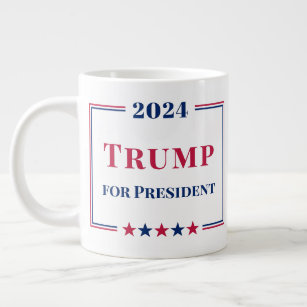 Caneca De Café Grande Donald Trump para o presidente 2024 EUA Red White 