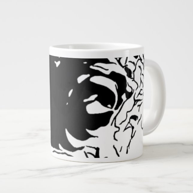 Caneca De Café Grande Doodle de Flor (Frente Esquerda)