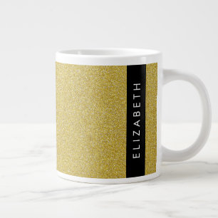 Caneca De Café Grande Dourado brilho, brilho brilhante, seu nome