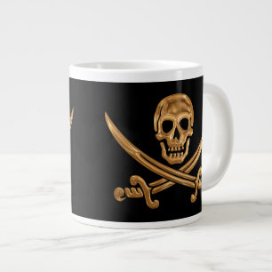 Caneca De Café Grande Dourado Jolly Roger