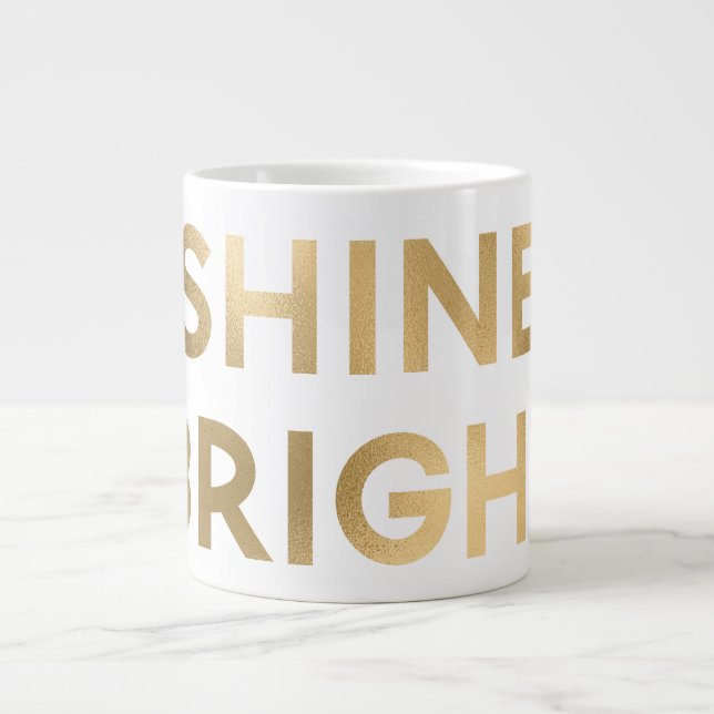 Caneca De Café Grande Dourado Natal Brilhante (Frente)