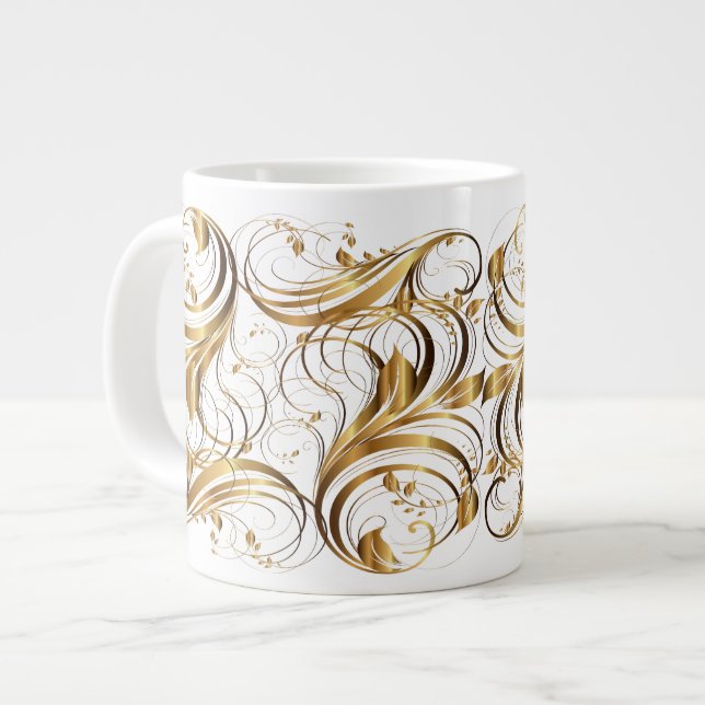 Caneca De Café Grande Dourado padrão 1A Mug (Frente Esquerda)