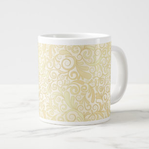 Caneca De Café Grande Dourado padrão das folhas florais