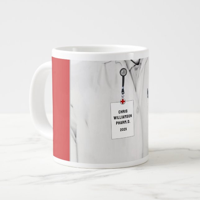 Caneca De Café Grande Doutor em Farmácia  (Frente Esquerda)
