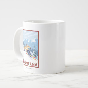 Caneca De Café Grande Downhill Snow Skier - Montana