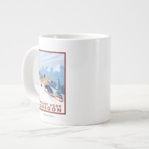 Caneca De Café Grande Downhill Snow Skier - Mount Hood, Oregon